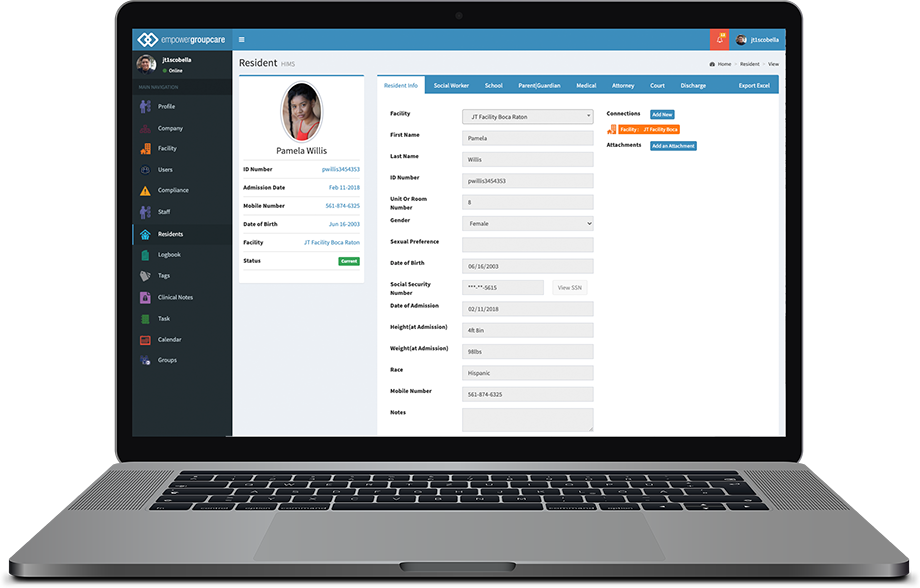 screenshot of Empower Group Care